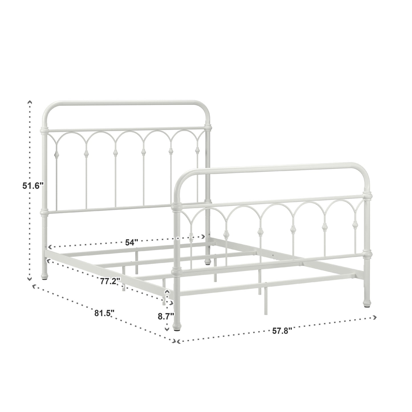 Casted Knot Metal Bed - Antique White, Full (Full Size)
