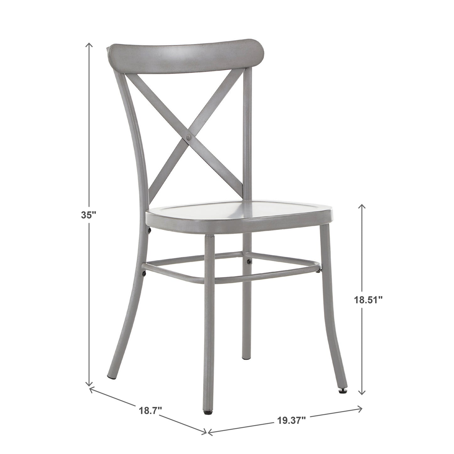 Metal Dining Chairs (Set of 2) - Antiqua Gray Finish