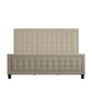 Square Button-Tufted Upholstered Bed with Footboard - Beige, King