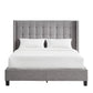 Wingback Button Tufted Platform Bed - Grey Linen, Queen