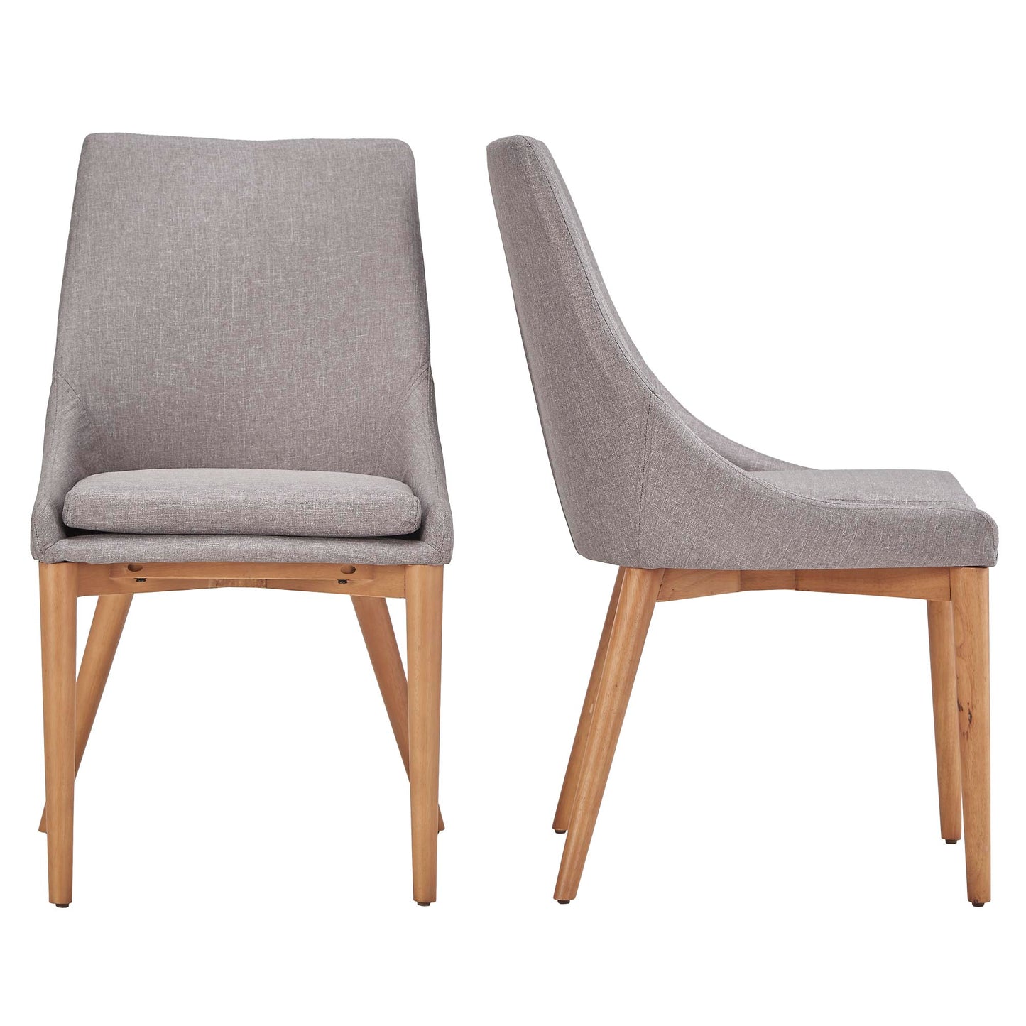 Oak Barrel Back Linen Upholstered Dining Chairs (Set of 2) - Grey Linen