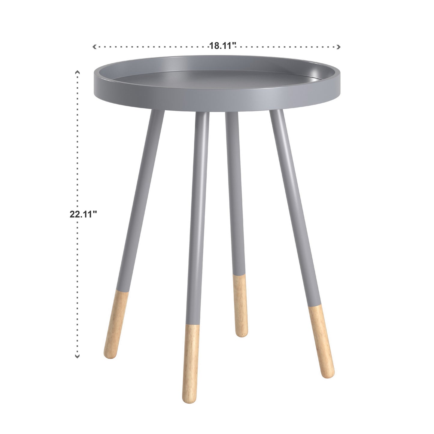 Paint-Dipped Round Tray-Top End Table - Frost Gray