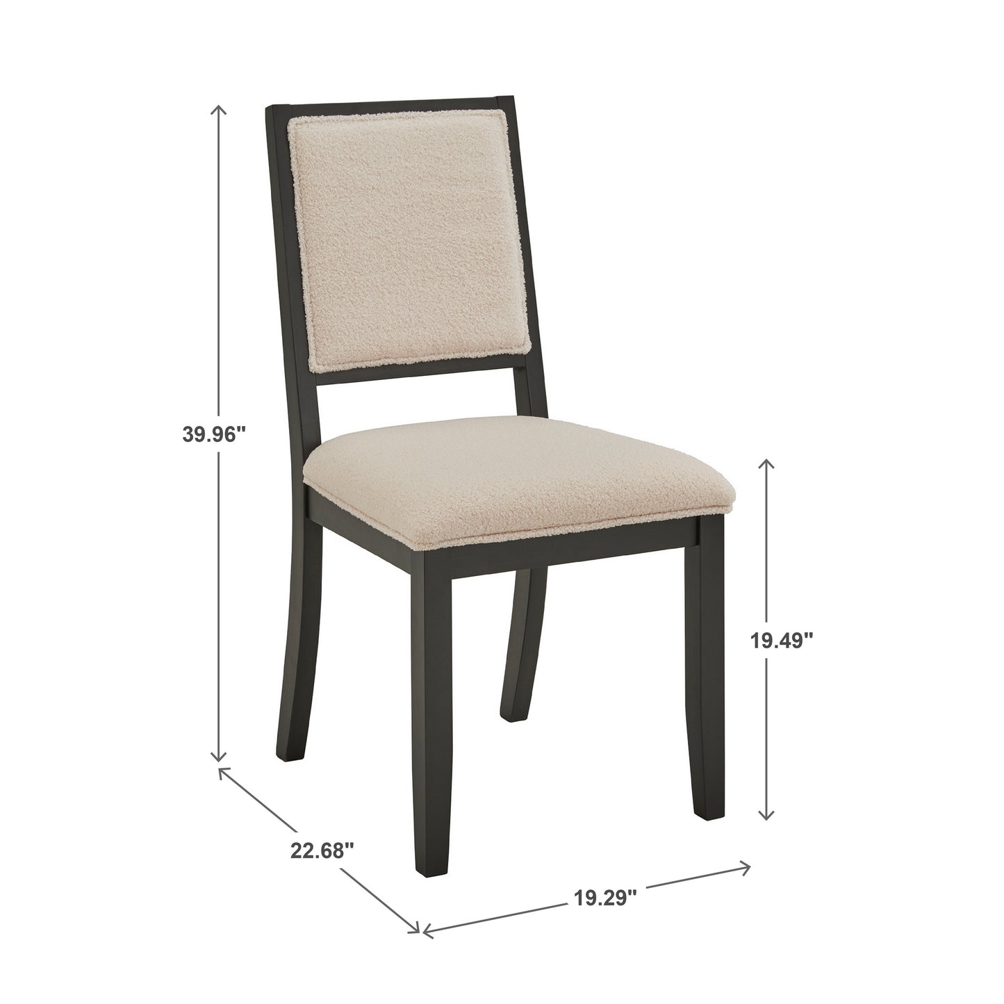 Wood Finish Cream Boucle Fabric Dining Chair (Set of 2) - Black Oak