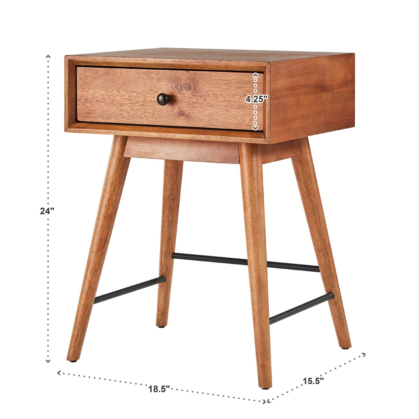 Wood 1-Drawer End Table - Brown