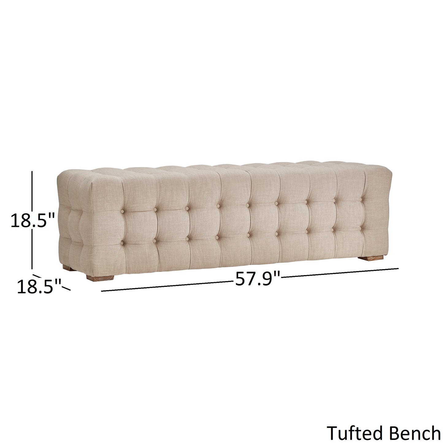 Linen Fabric Tufted Bench - Grey