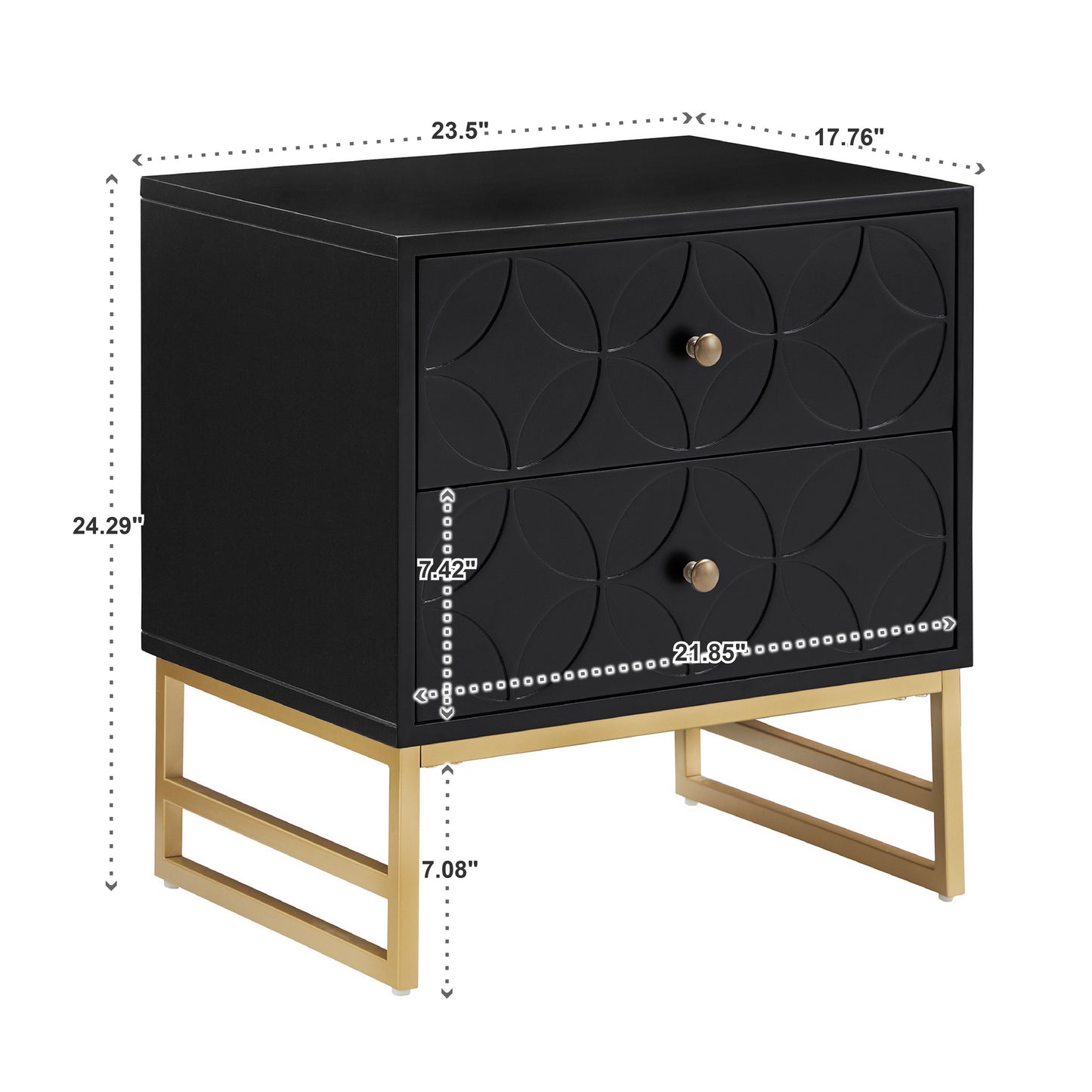 Arched Diamond Gold Metal End Table - Black