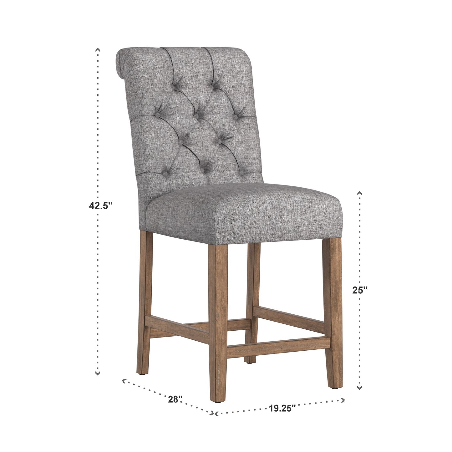 Tufted Rolled Back Counter Height Stools (Set of 2) - Gray