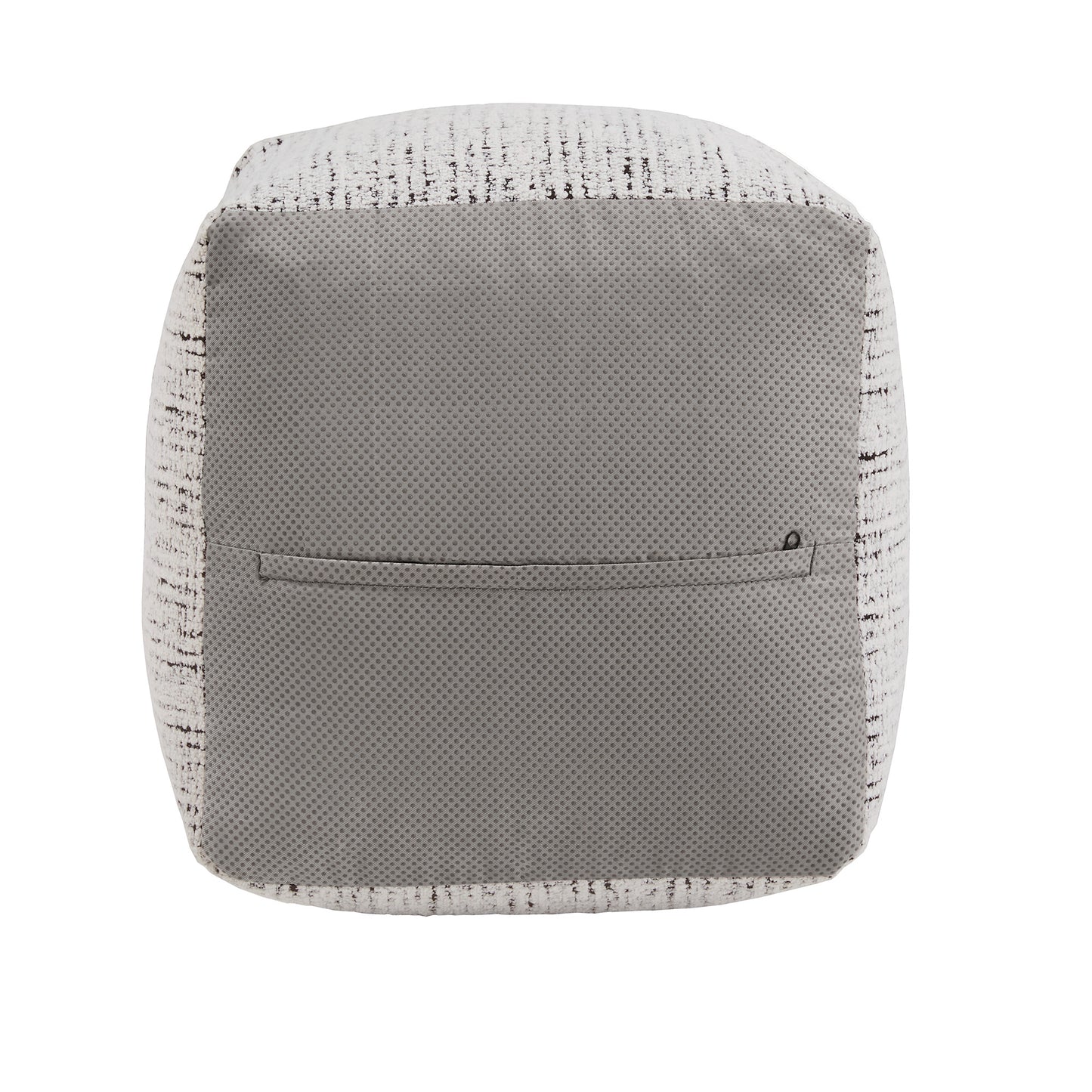Upholstered Square Pouf Ottoman - Black & White Tweed Chenille