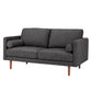 Mid-Century Tapered Leg Loveseat with Pillows - Black