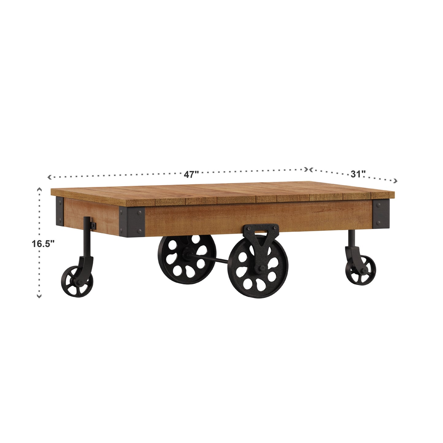 Vintage Industrial Rustic Coffee Table - Oak Finish