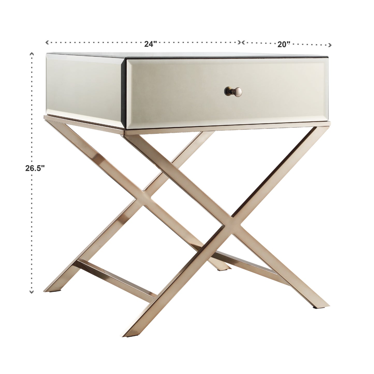 X-Base Mirrored Accent Campaign Table - Champagne Gold