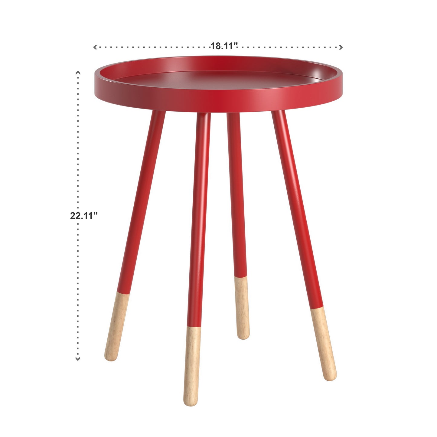 Paint-Dipped Round Tray-Top End Table - Samba Red