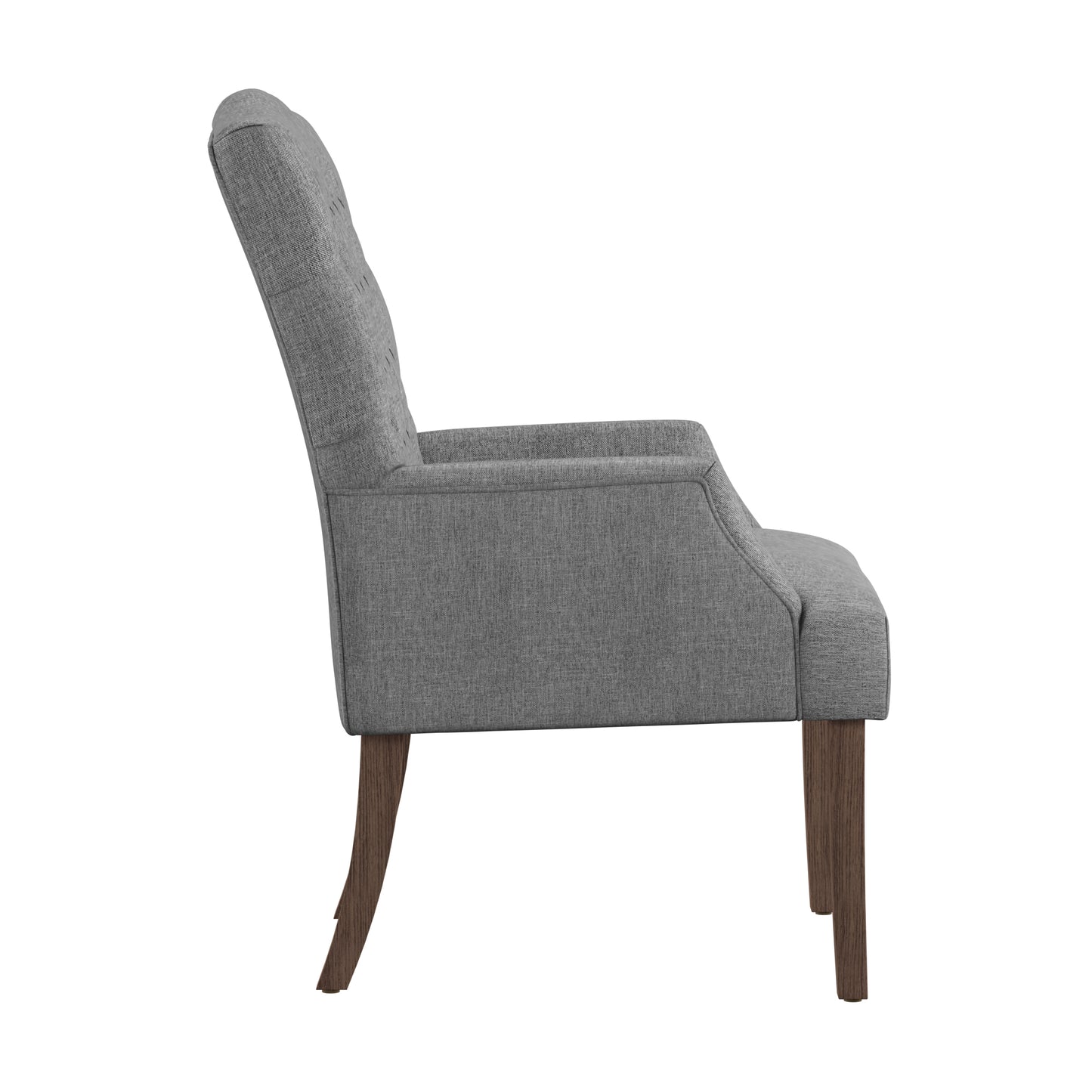 Light Distressed Natural Finish Linen Tufted Dining Chair - Grey Linen