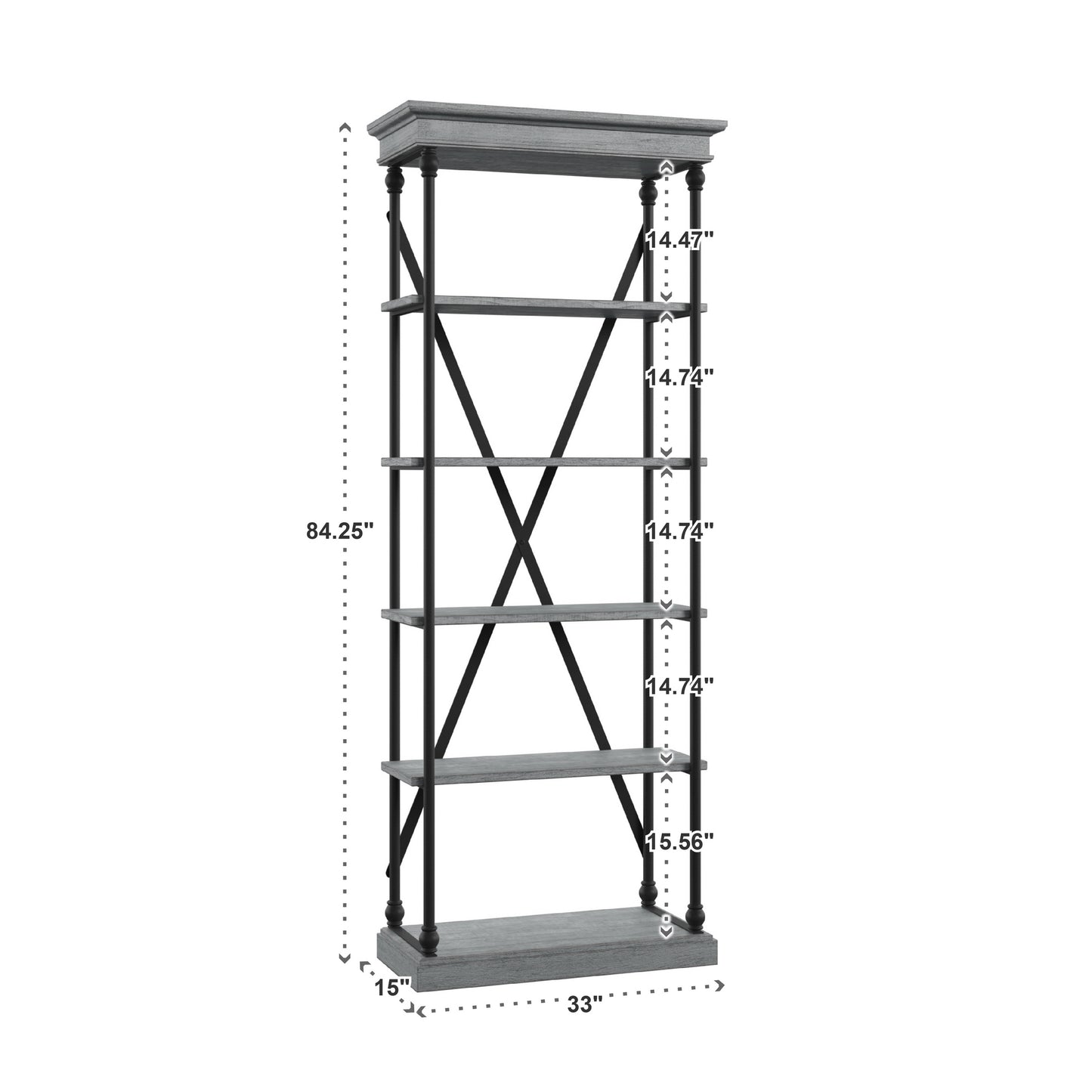 Cornice Etagere Bookcase - Gray Finish