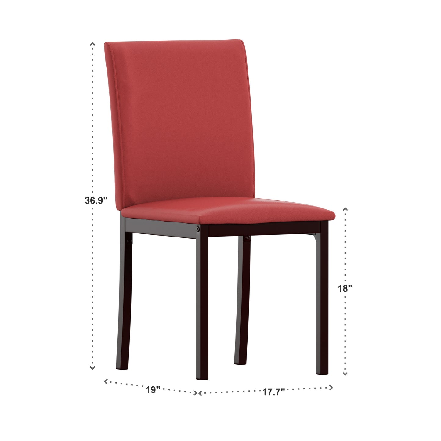 Metal Upholstered Dining Chairs - Red Faux Leather, Set of 2
