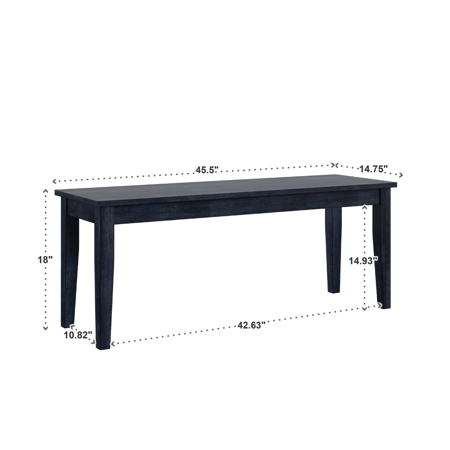 Wood Dining Bench - Antique Denim Finish