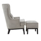 High Back Wing Lounge Chair with Footstool - Light Grey Heathered Weave