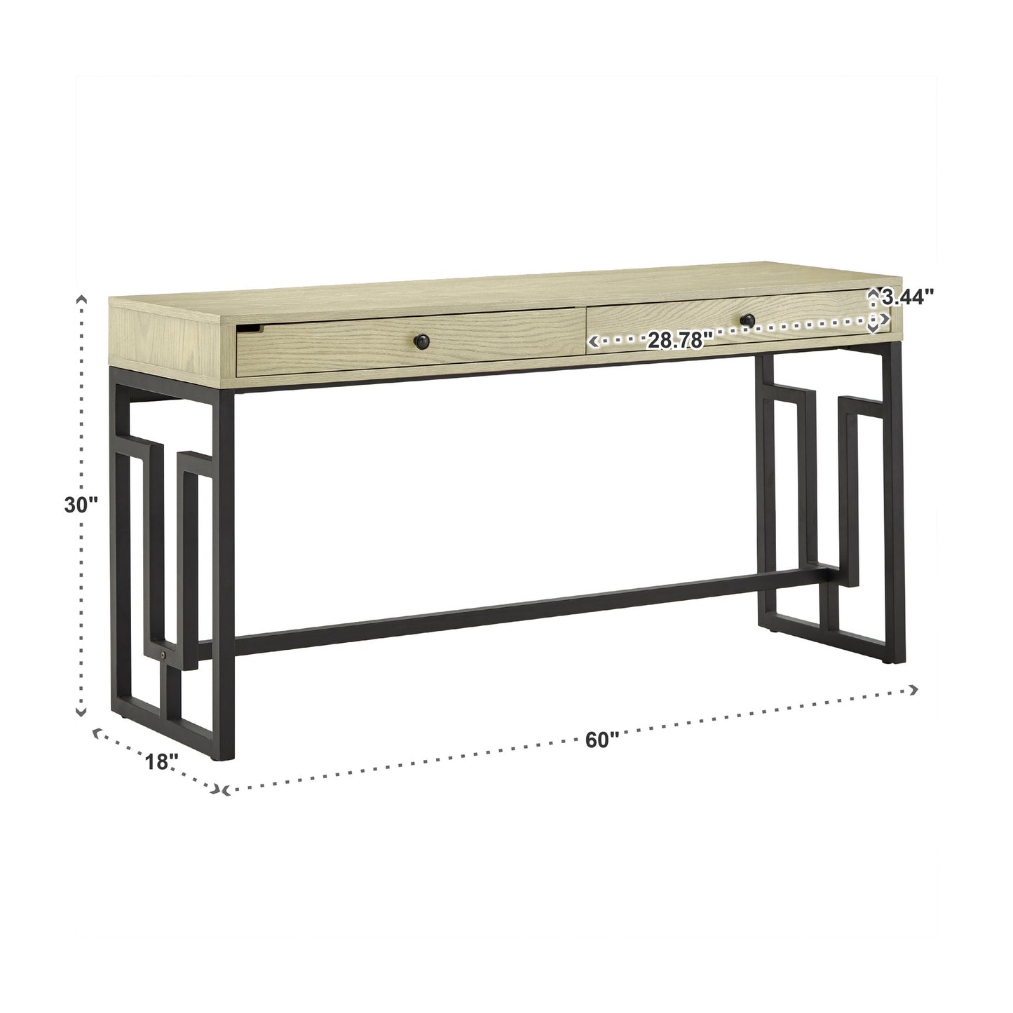 2-Drawer Desk with Power Outlet - Ivory White