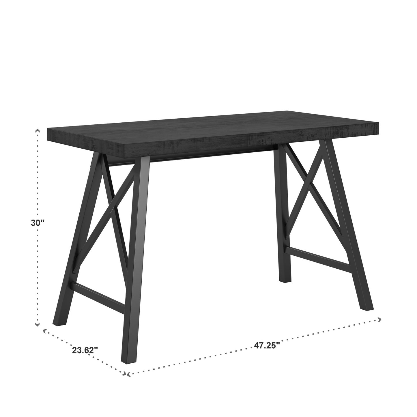 Rustic X-Base Desk - Black Finish