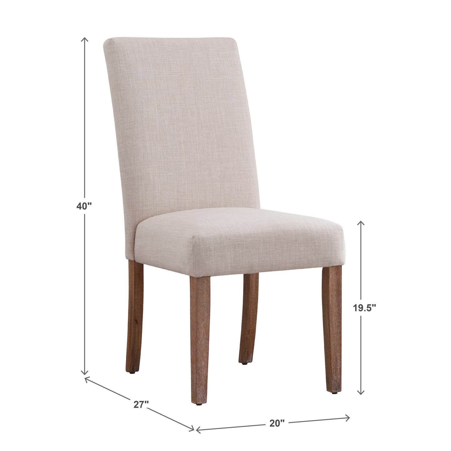 Fabric Upholstered Parsons Dining Chairs (Set of 2) - Beige Linen, No Slipcover