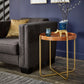 Gold Finish Metal and Wood Tables - Coffee Table and End Table