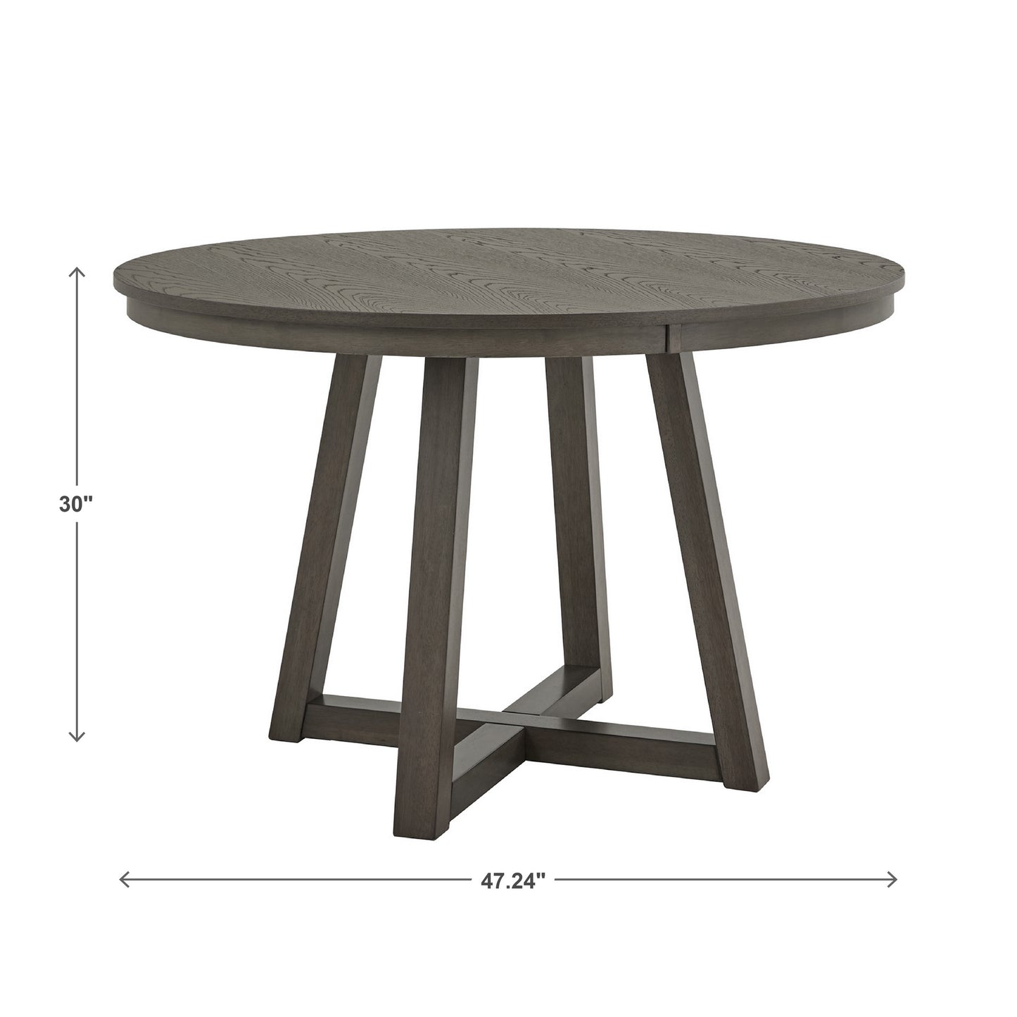 47" Wood Finish Fixed Top Round Dining Table - 47", Gray Finish