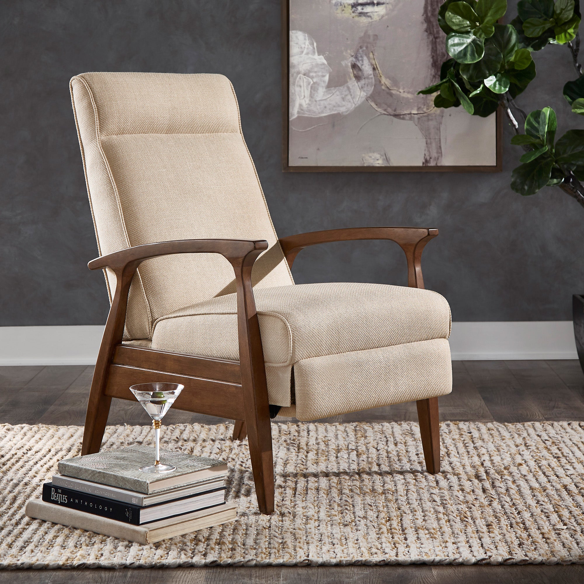 Modern Recliner Chair Wide Mid-Century Modern Recliner Walnut