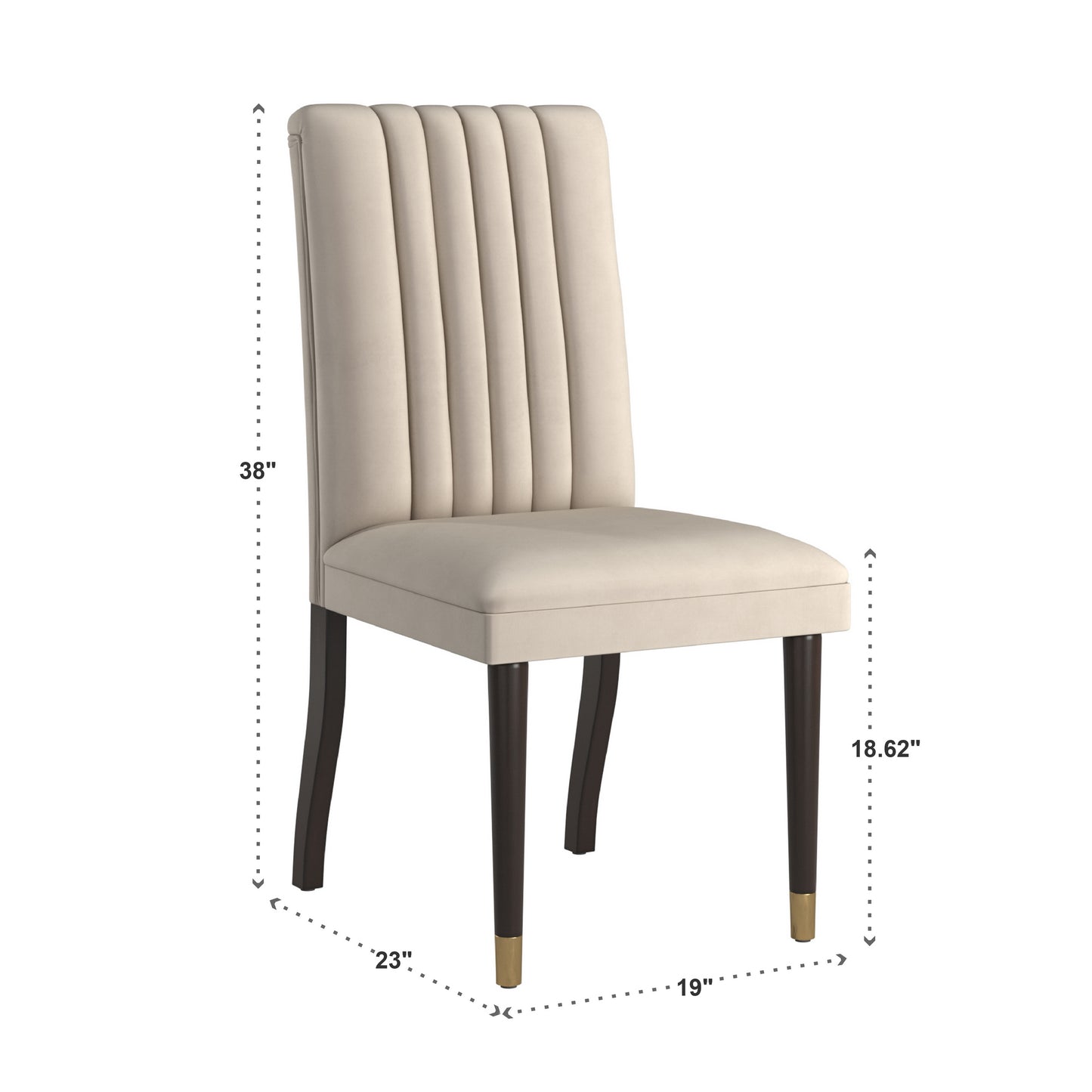 Velvet Channel Back Dining Chairs (Set of 2) - Taupe Velvet