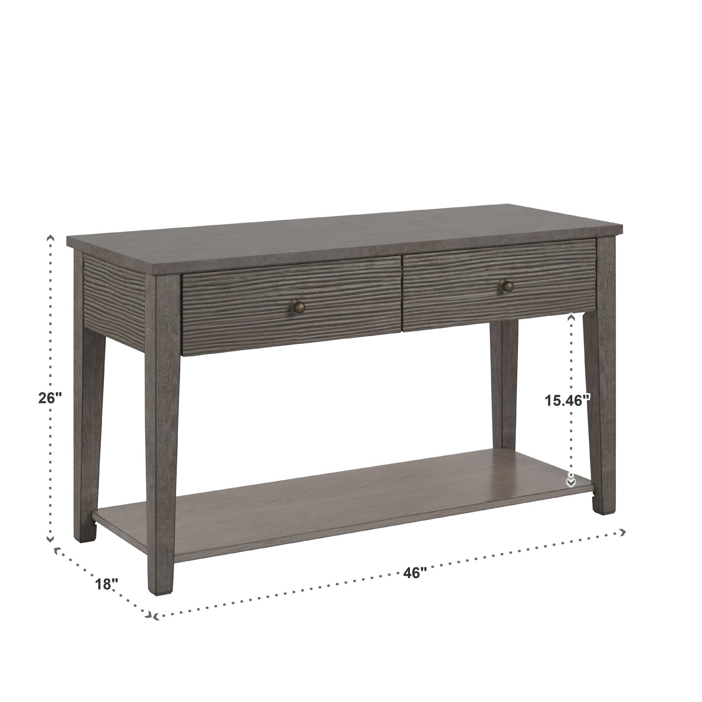 Antique Grey Finish Grey Fiber Cement Table with Self - Sofa Table