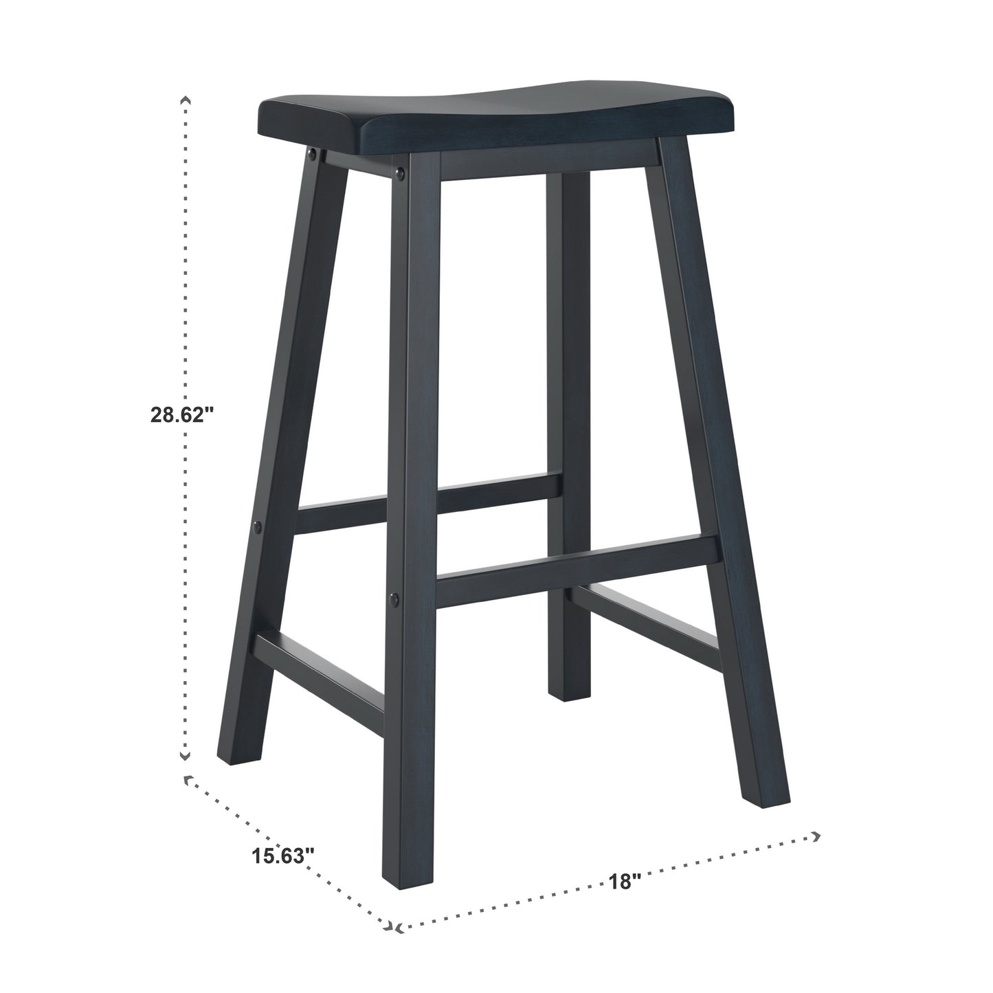 Saddle Seat 29" Bar Height Backless Stools (Set of 2) - Antique Dark Denim Finish