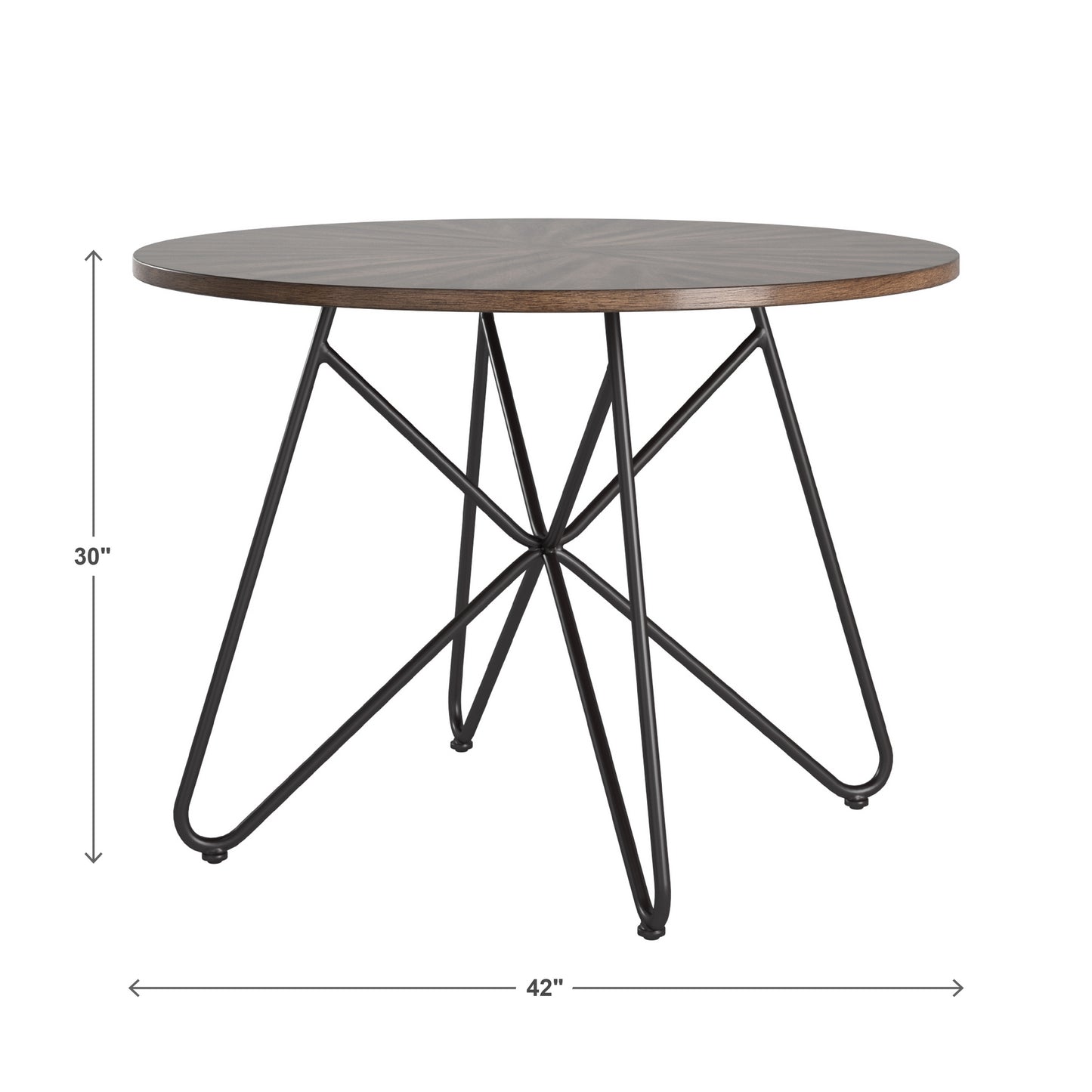 Distressed Walnut Finish Round Dining Table