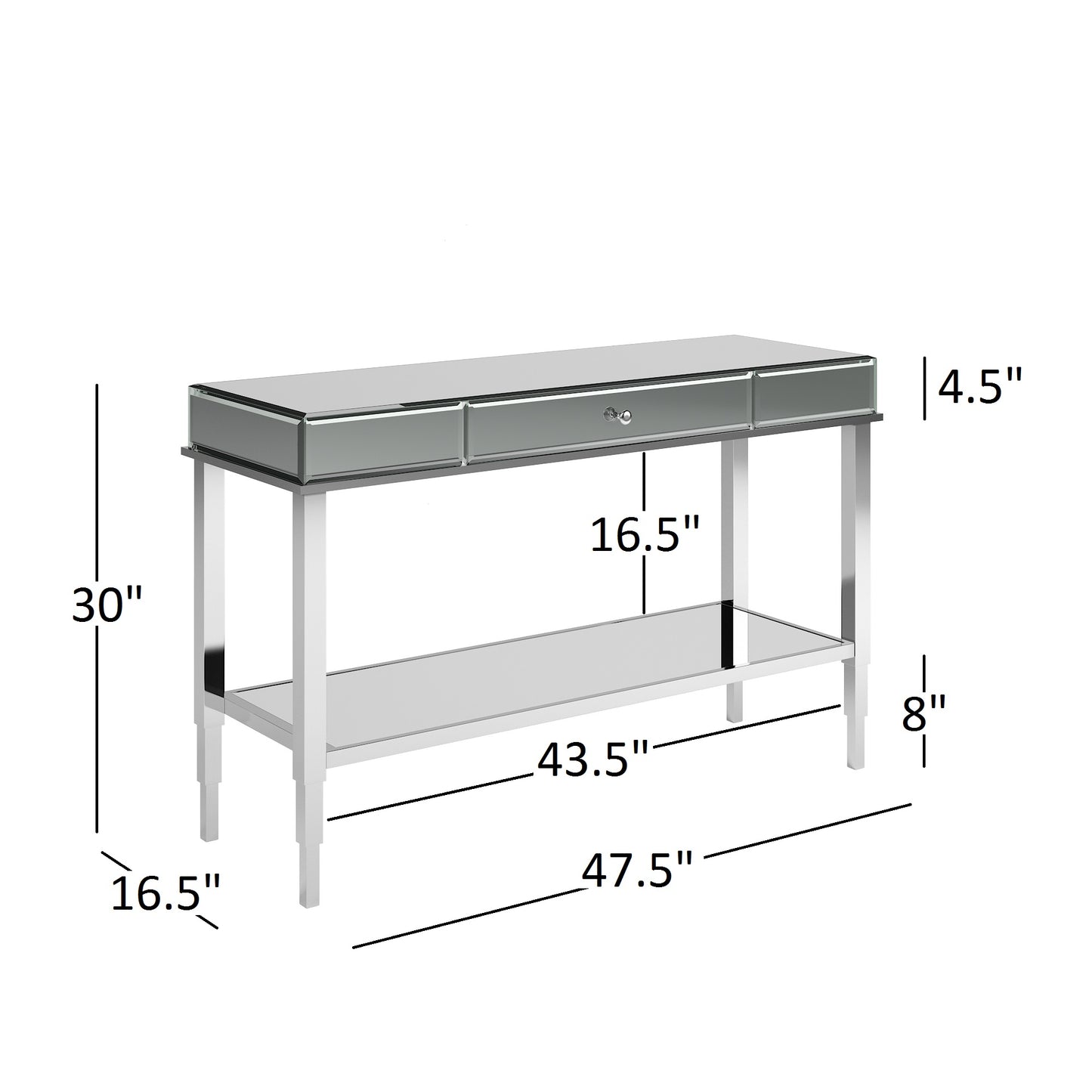 Mirrored 1-Drawer TV Stand - Chrome
