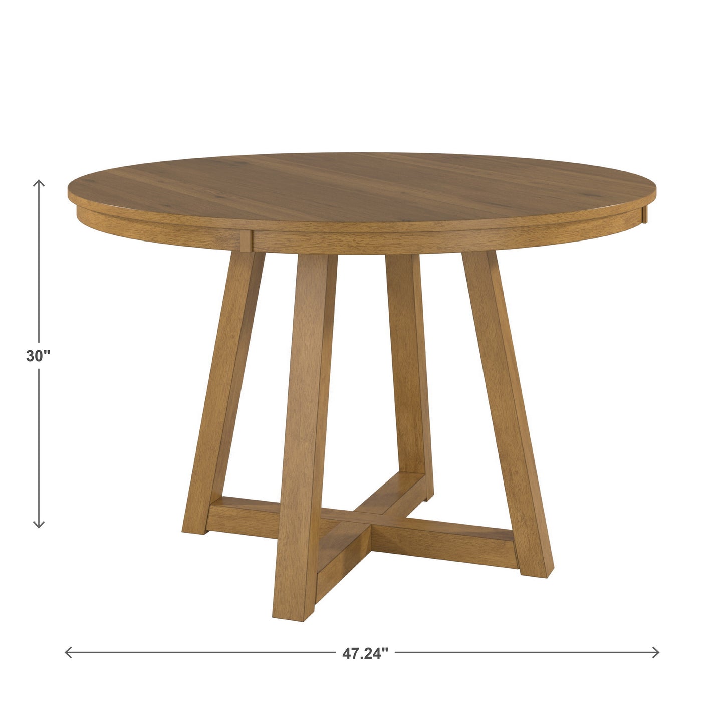 47" Wood Finish Fixed Top Round Dining Table - 47", Oak Wash