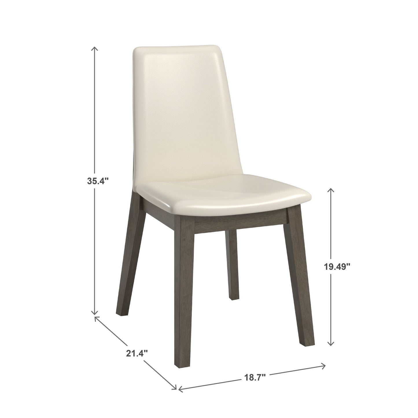 Wood Finish White Vegan Leather Dining Chair (Set of 2) - Gray