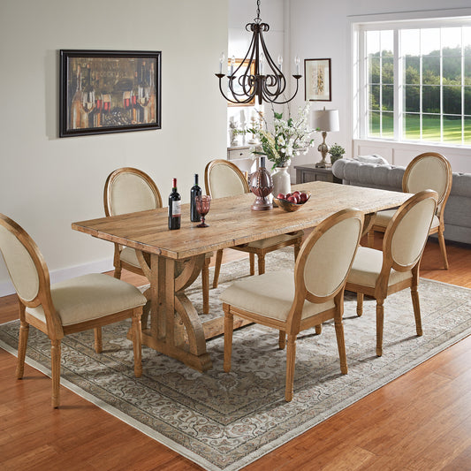 Reclaimed Wood Table with Round Back Chairs Dining Set