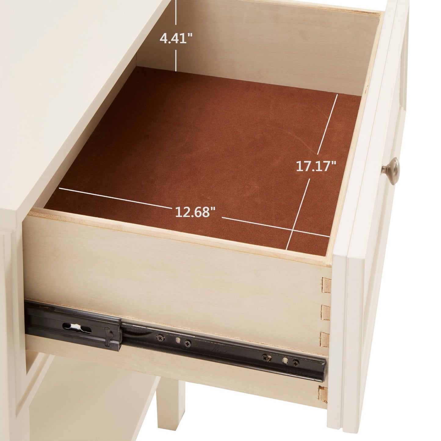 White Finish Beige Linen Drawer 1-Drawer Nightstand