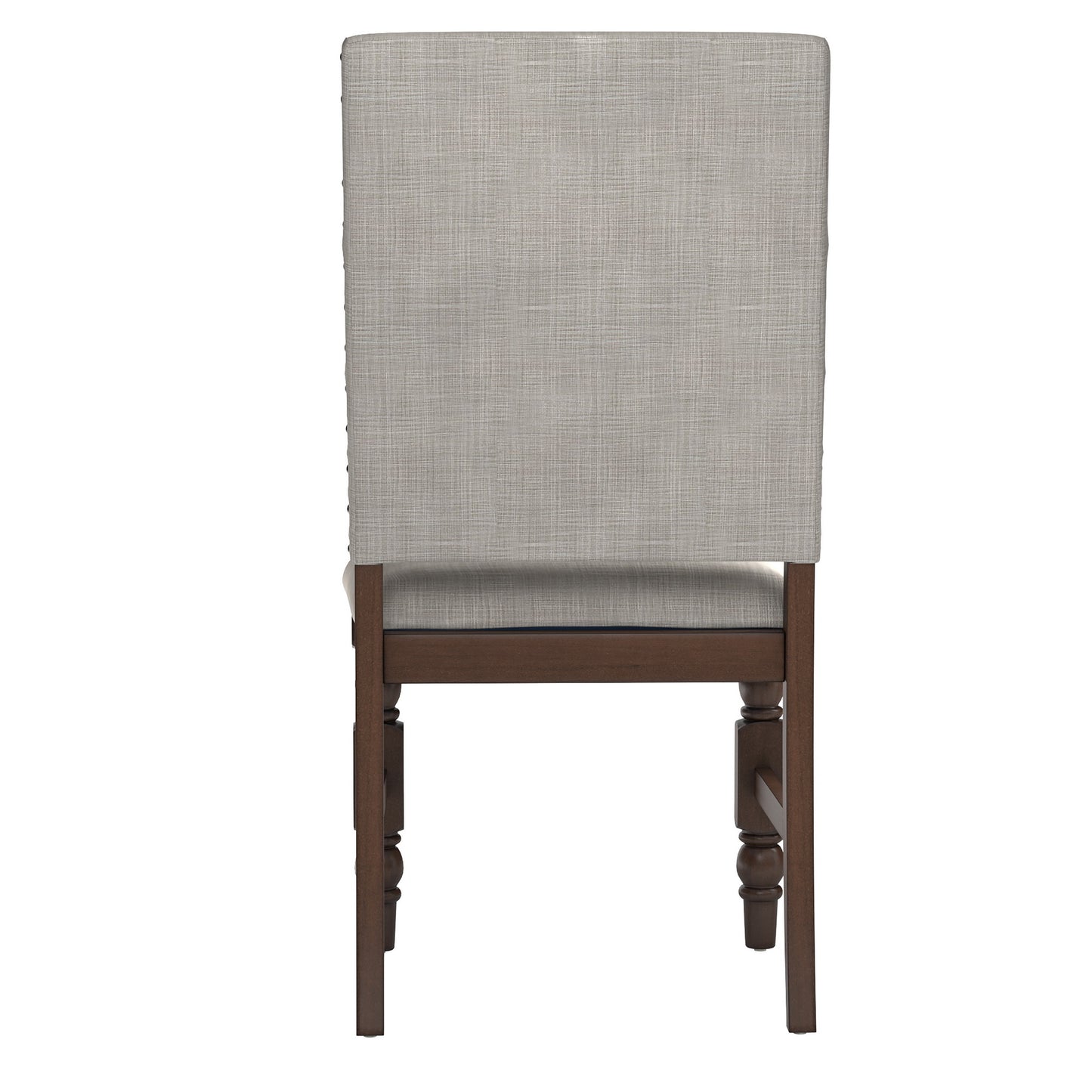 Nailhead Upholstered Dining Chairs (Set of 2) - Burnished Dark Oak Finish, Gray Linan