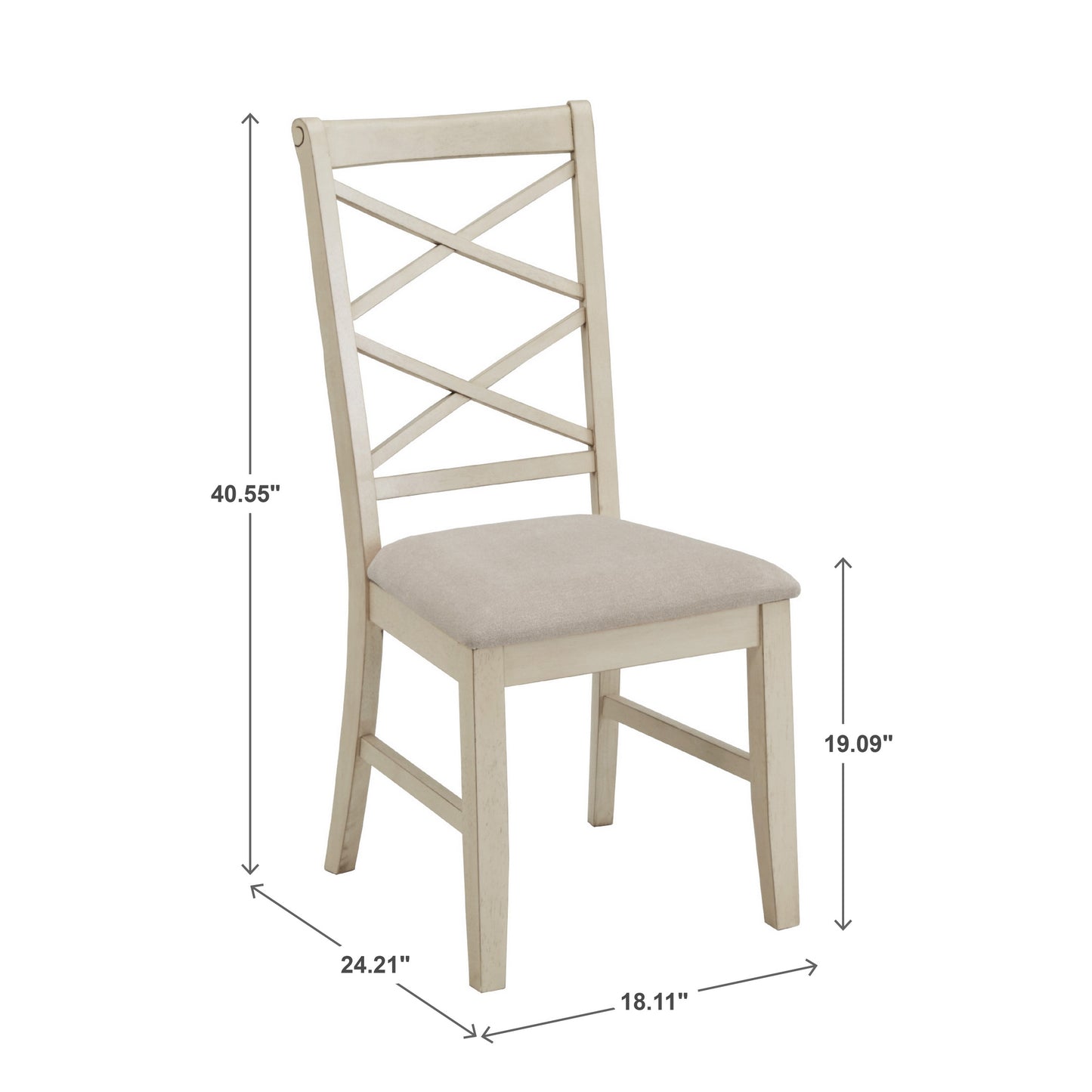 Wood finish Double Cross Back Sand Fabric Dining Chair (Set of 2) - Antique White