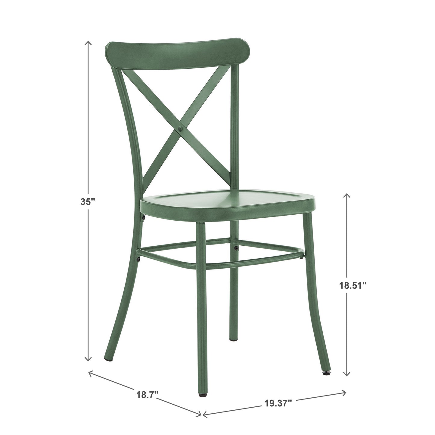 Metal Dining Chairs (Set of 2) - Antique Sage Green