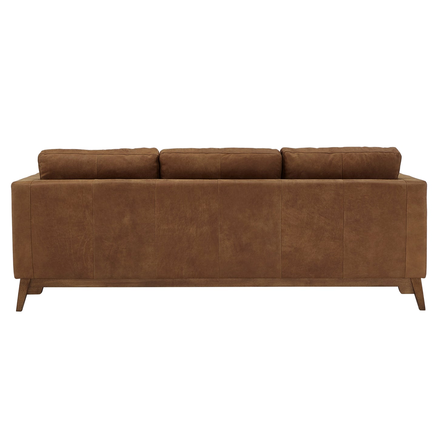 Dark Oak and Tan Leather Sofa