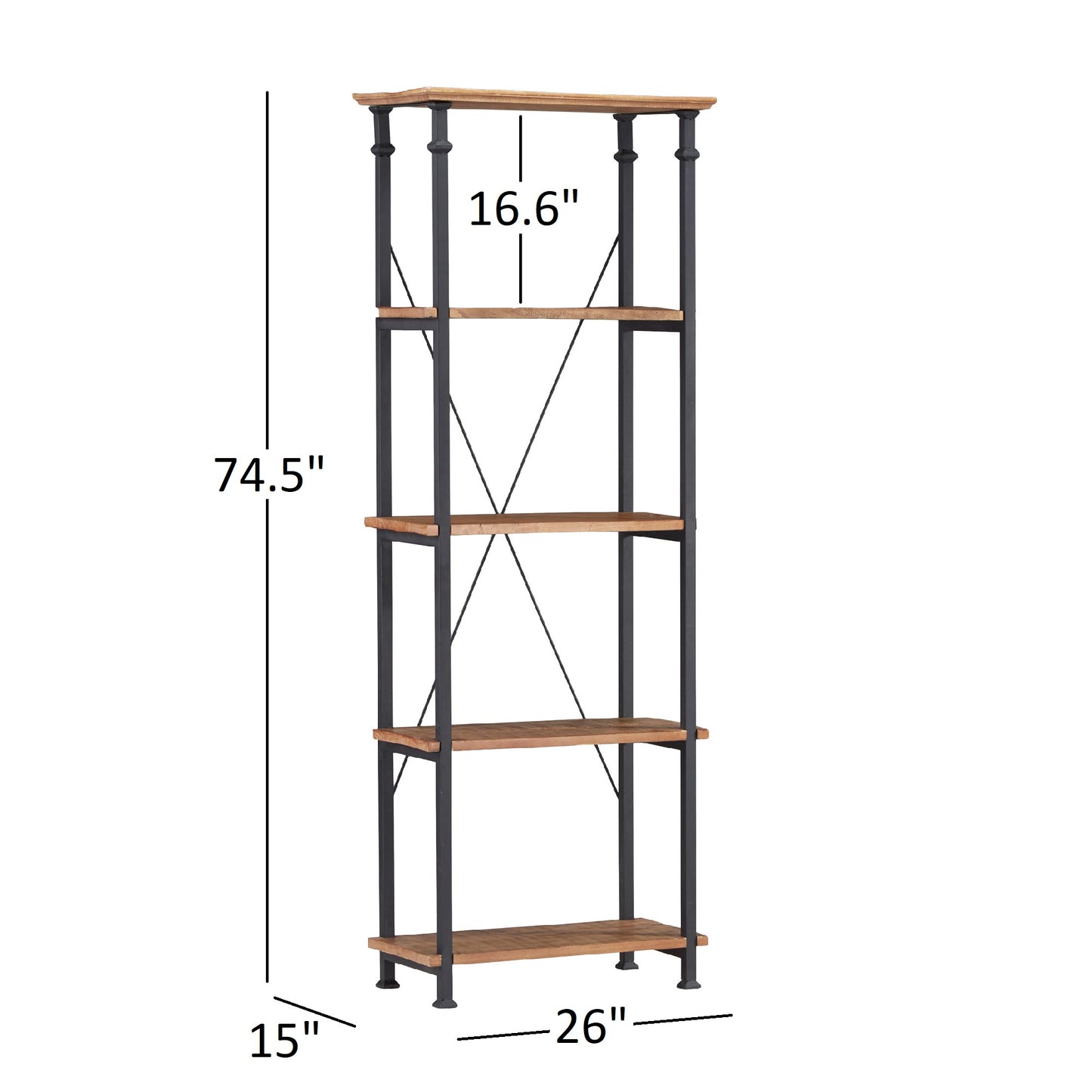 Vintage Industrial Rustic 26-inch Bookcase - Oak Finish