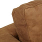 Dark Oak and Tan Leather Sofa