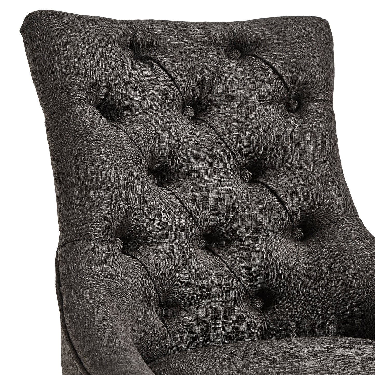 Linen Button Tufted Curved Back Dining Chairs (Set of 2) - Dark Gray Linen