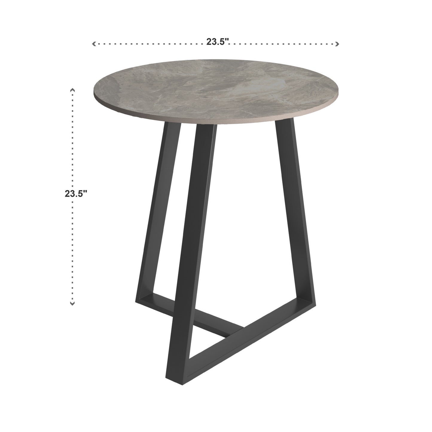 Glossy Sintered Stone with Gray Metal Base Table - Gray Top
