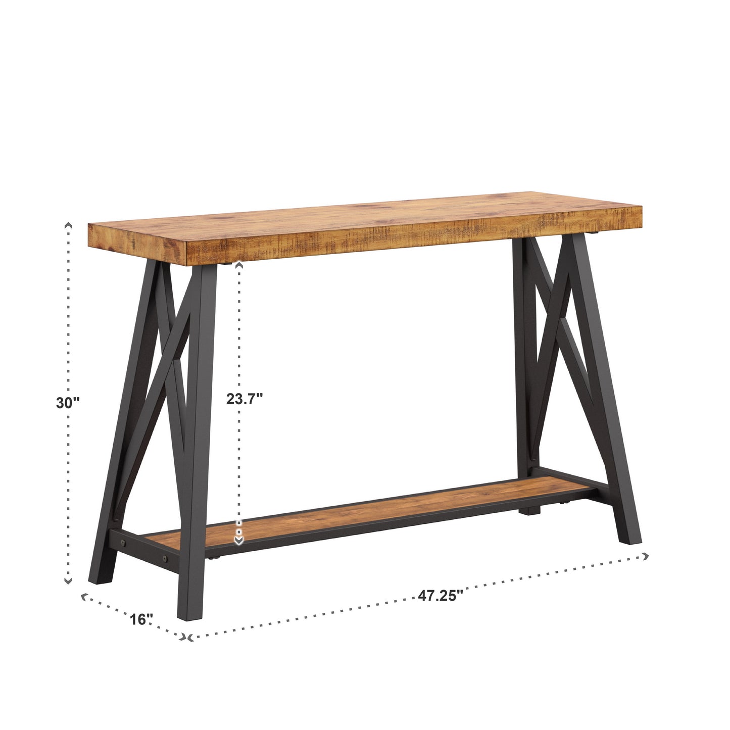Sofa Table with Shelf - Oak Finish