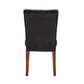 Tufted Faux Leather Dining Chairs (Set of 2) - Cherry Finish, Dark Brown Faux Leather