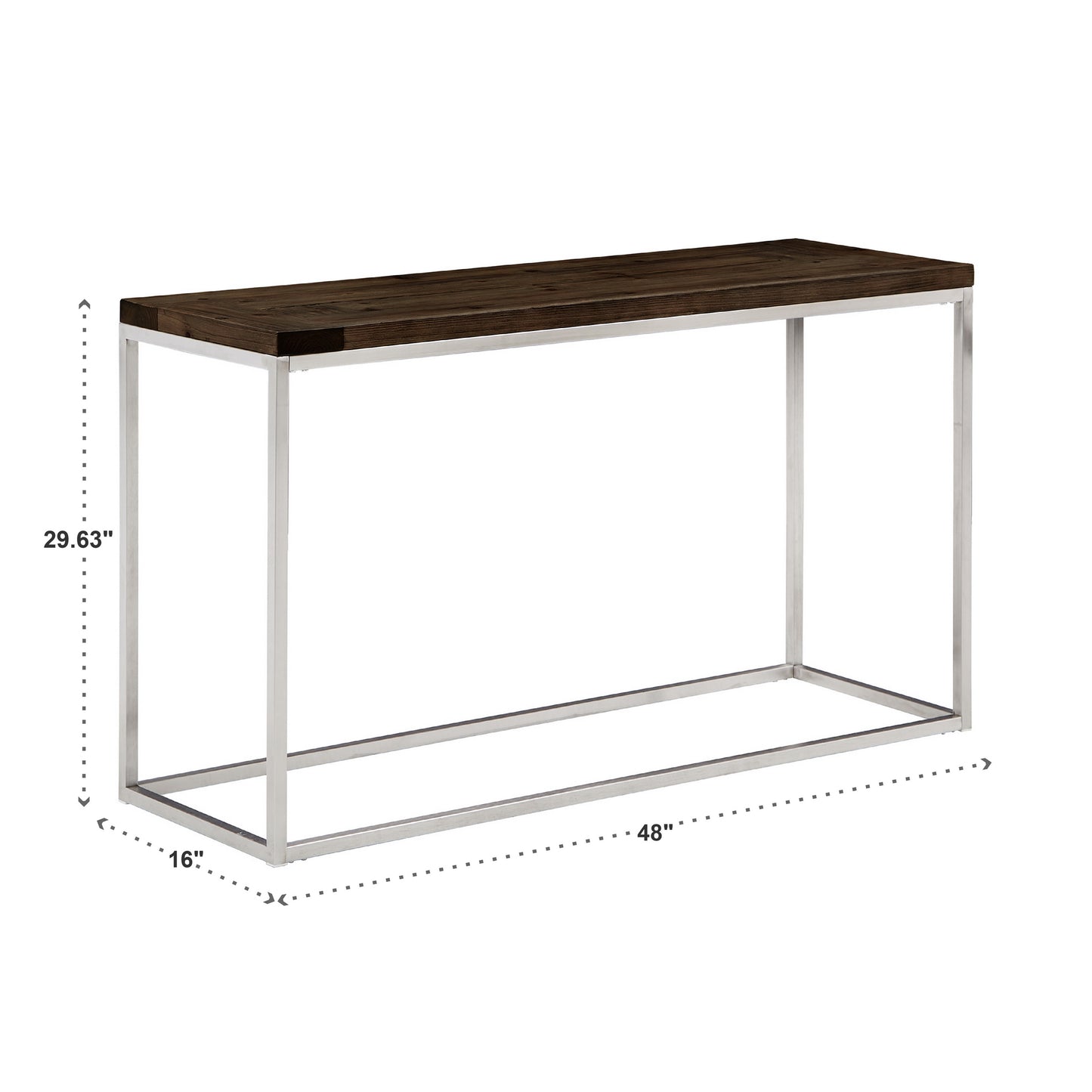 Stainless Steel Rectangular Sofa Table - Brown Finish