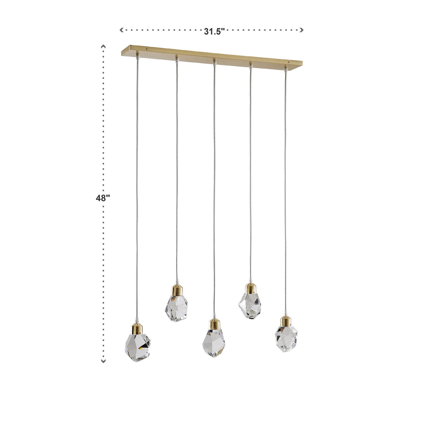 Crystal Rock LED Pendant / Chandelier - 5 - Light