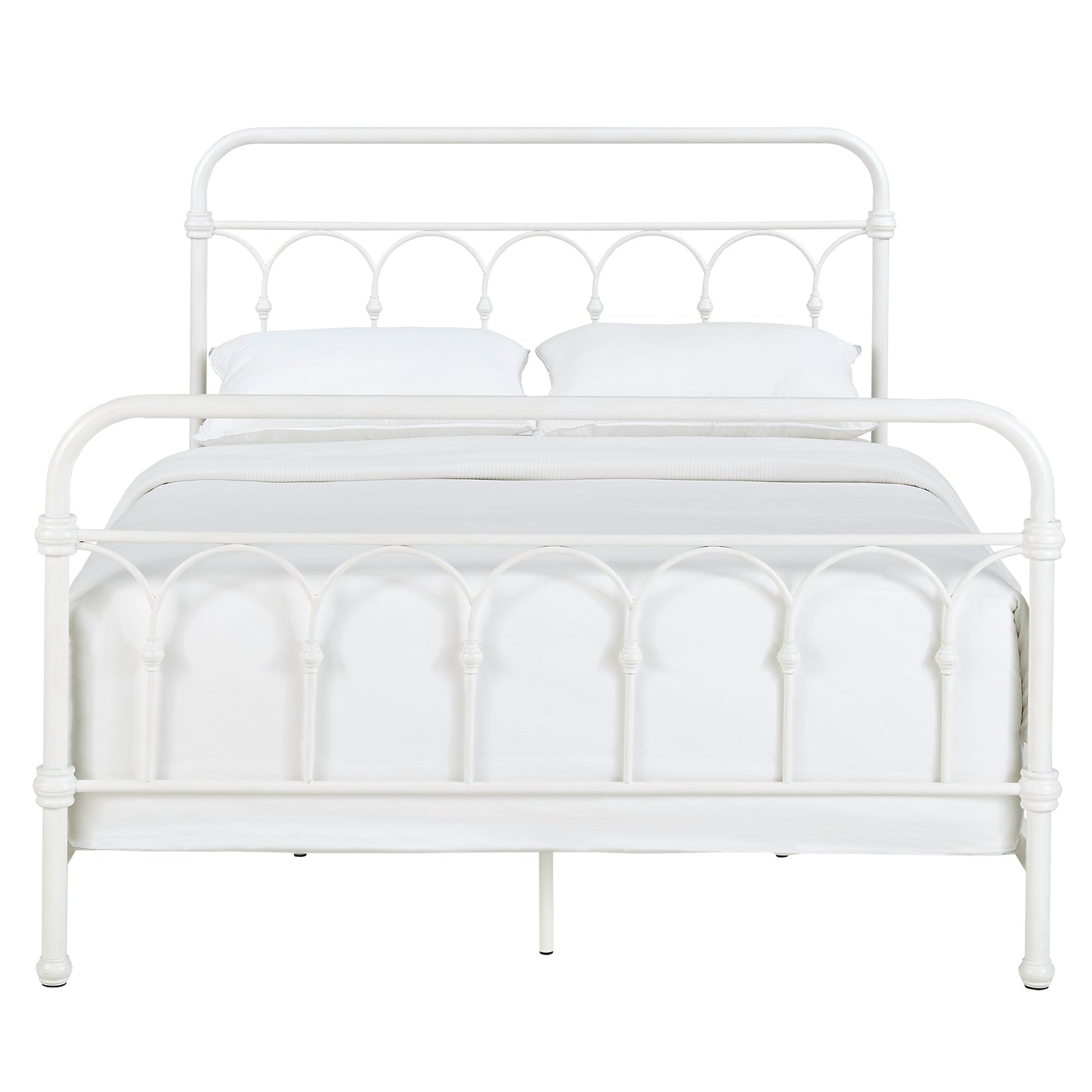 Casted Knot Metal Bed - Antique White, Queen (Queen Size)