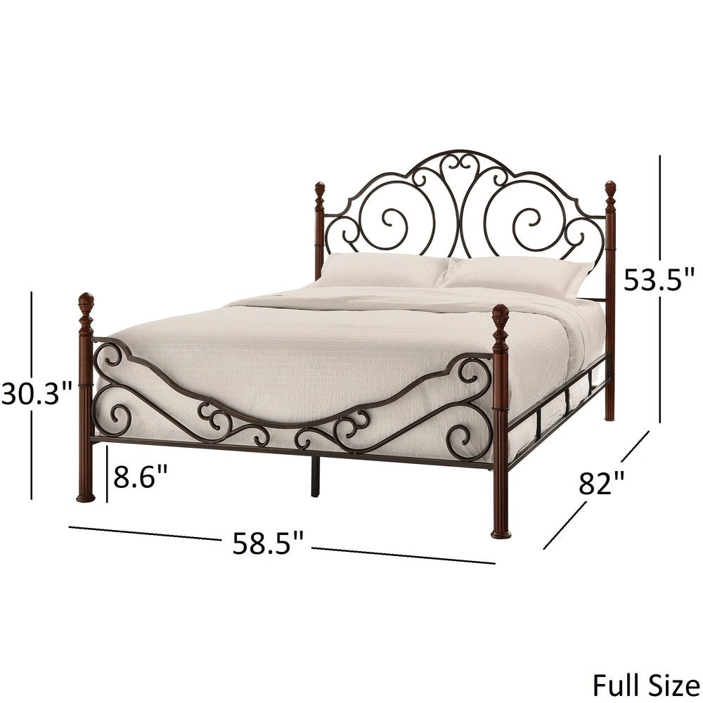 Graceful Scroll Bronze Metal Bed - Full